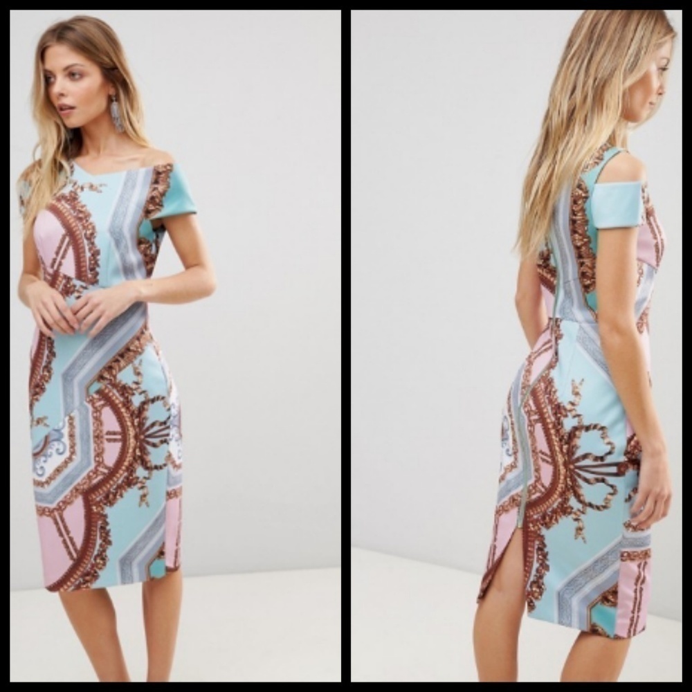 💕TED BAKER💕 Print Sheath Bodycon Midi Dress NWT - Picture 2 of 8